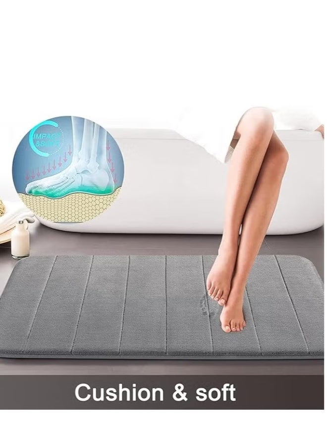 MunKan 2-Piece Soft Velvet Non Slip Floor Mat Set ,Kitchen Rugs,Washable, Non-Skid Soft Absorbent Kitchen Mats Set for Floor - 120X40+60X40 CM ( Grey) - Image 4